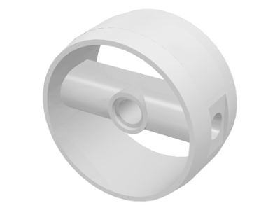 Technic Cylinder 4 x 4 with Pin Holes and Centre Bar, Closed Sides on Bar in White