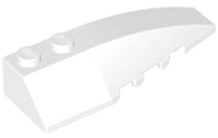 Brick Wedged, Curved 6 x 2 Right, Inner Ridges in White