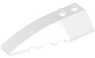 Brick Wedged, Curved 6 x 2 Left, Inner Ridges in White
