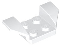 Mudguard 2 x 4 with 2 x 2 Studs and Flared Wings in White