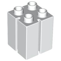 Duplo Brick 2 x 2 x 2 with Vertical Grooves in White