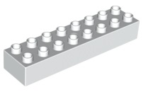 Duplo Brick 2 x 8 in White