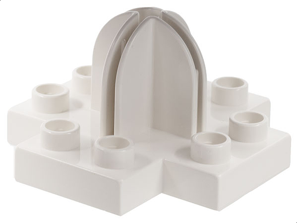 Duplo Plate 4 x 4 with 2 x 2 x 2 Dome Top and Cross Cut Slots in White