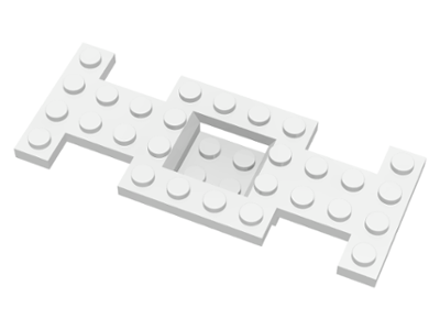 Vehicle Base 4 x 10 x 2/3 with 2 x 2 Recessed Center with Smooth Underside, 1 x 2 Cutouts, No Center Hole in White