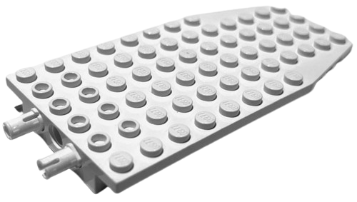 Wedge Plate 6 x 12 x 1 Cut Corners with 2 Fixed Rotatable Pins [aka 4 Juniors Wing Plate] in White