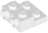 Plate Special 2 x 2 x 2/3 with Two Studs On Side and Two Raised [Half Hollow Anti-stud] - Updated Version in White