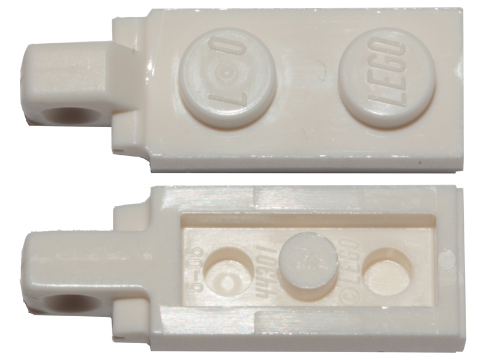 Hinge Plate 1 x 2 Locking with 1 Finger On End, with Groove in White