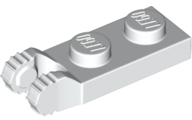 Hinge Plate 1 x 2 Locking with 2 Fingers On End, with Groove, 9 Teeth in White