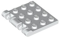Hinge Plate 3 x 4 Locking Dual 2 Finger, 9 Teeth in White