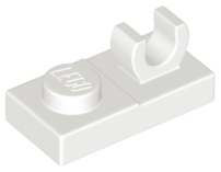 Plate Special 1 x 2, Top Clip [Open O] in White