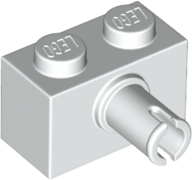 Brick Special 1 x 2 with Pin - Bottom Stud Holder in White