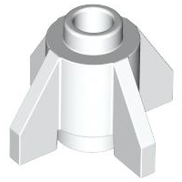 Brick Round 1 x 1 with Fins, Open Stud in White