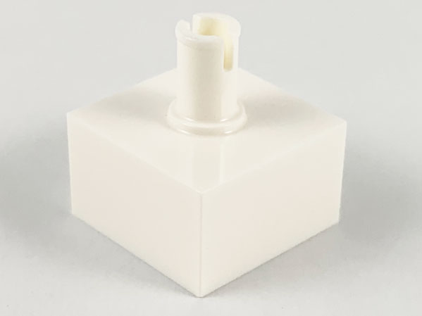 Brick Special 2 x 2 No Studs, Top Pin in White