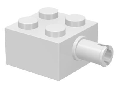 Brick Special 2 x 2 with Pin and No Axle Hole in White