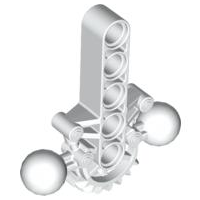 Large Figure Skeletal, Torso with Beam, 2 Ball Joints, and 7 Tooth Half Gear in White