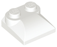 Brick Curved 2 x 2 x 2/3 Two Studs and Curved Slope End in White