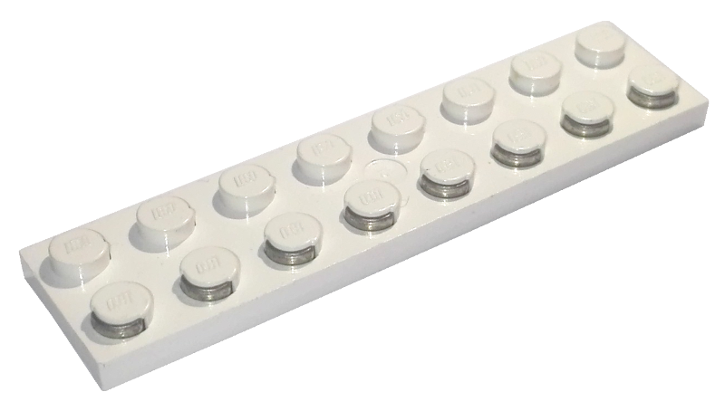 Plate 2 x 8 with Electric Contacts in White
