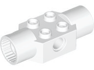 Technic Brick Special 2 x 2 with Pin Hole, with 2 Rotation Joint Sockets in White