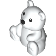 Duplo Animal Bear, Sitting, Black Eyes and Nose Print in White
