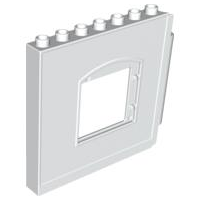 Duplo Building Wall 1 x 8 x 6 with Window Opening, Hinge on Right in White
