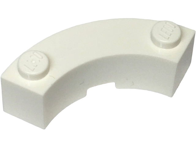 Brick Round Corner 3 x 3 Macaroni with 2 Studs in White
