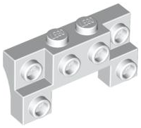 Brick Special 2 x 4 - 1 x 4 with 2 Recessed Studs and Thick Side Arches in White