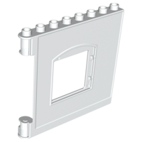 Duplo Building Wall 1 x 8 x 6 with Window Opening, Hinge on Left in White