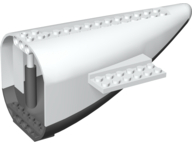 Aircraft Fuselage Curved Aft Section with Dark Bluish Gray Base in White