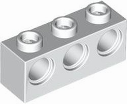 Technic Brick 1 x 3 [3 Pin Holes] in White