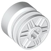 Wheel 18mm x 14mm with Axle Hole, Fake Bolts and Shallow Spokes in White