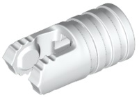 Hinge Cylinder 1 x 2 Locking with 2 Click Fingers and Axle Hole, 7 Teeth in White