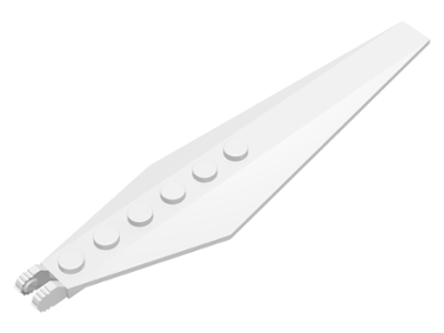 Hinge Plate 1 x 12 Locking with Angled Side Extensions and Tapered Ends, 7 Teeth in White