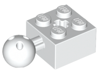 Technic Brick Special 2 x 2 with Ball and Axle Hole, with 6 Holes in Ball in White