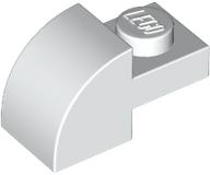 Brick Curved 1 x 2 x 1 with Curved Top in White