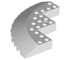 Brick Round Corner 10 x 10 with Slope 33° Edge, Axle Hole, Facet Cutout in White