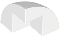 Brick Round Corner, Curved 2 x 2 x 1 2/3 Quarter Dome with 1 Cutout in White