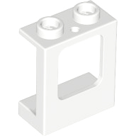 Window 1 x 2 x 2 Plane, Hollow Studs, Single Hole Top and Bottom for Glass in White