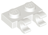 Plate Special 1 x 2 with Clips Horizontal [Open O Clips] in White