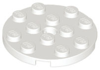 Plate Round 4 x 4 with Pin Hole in White