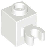 Brick Special 1 x 1 with Clip Vertical [Open O Clip, Hollow Stud] in White
