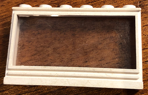 Window 1 x 6 x 3 Panorama (old type) with Solid Studs and Fixed Glass in White