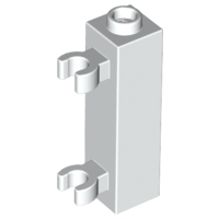 Brick Special 1 x 1 x 3 with 2 Clips Vertical [Hollow Stud, Open O Clips] in White