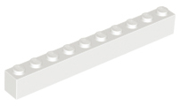 Brick 1 x 10 in White