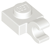 Plate Special 1 x 1 with Clip Horizontal [Thick Open O Clip] in White