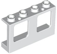 Window 1 x 4 x 2 Plane, Hollow Studs, Single Hole Top and Bottom for Glass in White