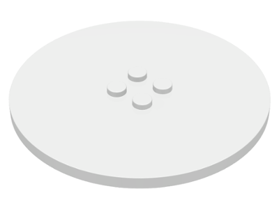 Plate Special Round 8 x 8 with 2 x 2 Center Studs with Groove in White