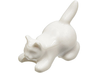 Animal, Cat, Kitten Crouching [Plain] in White