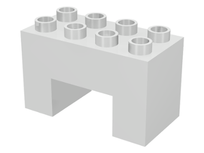 Duplo Brick 2 x 4 x 2 with 2 x 2 Square Arch in White