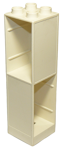 Duplo Building Column 2 x 2 x 6 with Drawer Slots on Two Sides in White