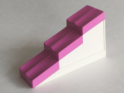 Duplo Roof-piece Slope 17° 2 x 6 Stepped with Dark Pink Shingles in White